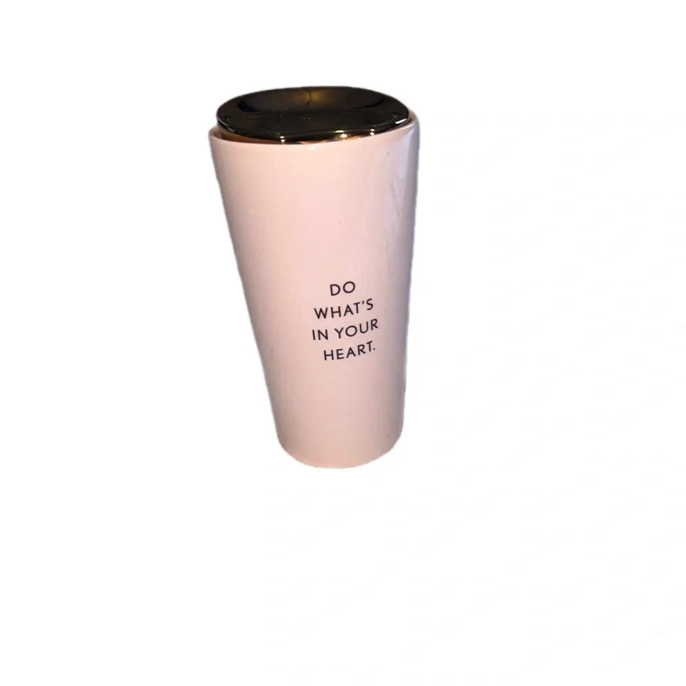 Hallmark Ceramic Blush Pink Tumbler Geometric Heart with Lid NWT